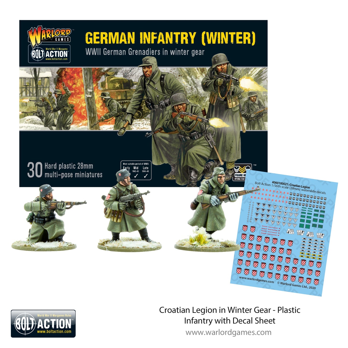 Bolt Action: German - Croatian Legion in Winter Gear - Plastic Infantry with Decal Sheet