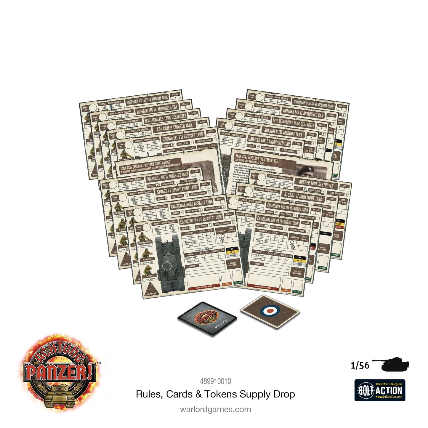 Achtung Panzer!: British Tanks - Rules, Cards & Tokens Supply Drop