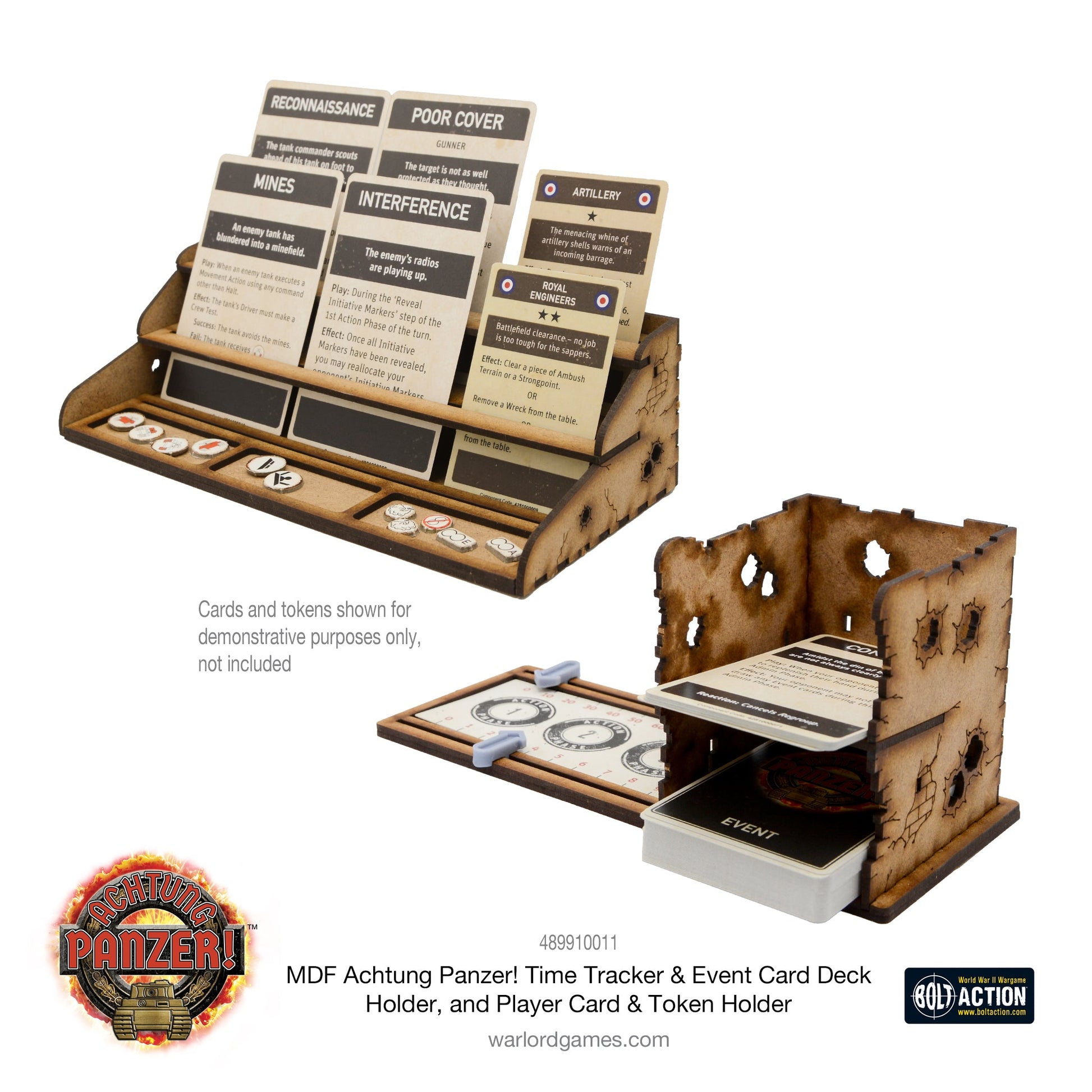 Achtung Panzer!: British Tanks - MDF Time Tracker & Event Card Deck Holder, and Player Card & Token Holder