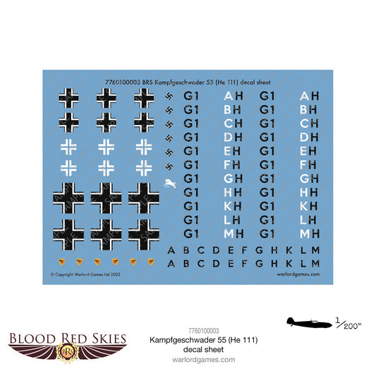 Blood Red Skies: Luftwaffe - BRS Kampfgeschwader 55 (He 111) decal sheet