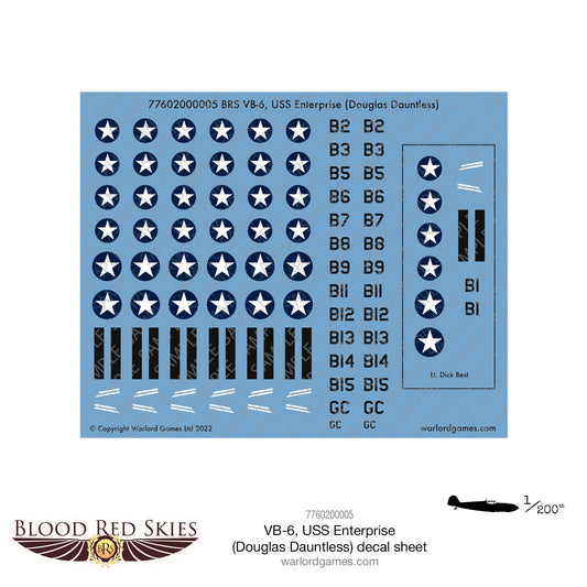 Blood Red Skies: BRS VB-6, USS Enterprise (Douglas Dauntless) decal sheet