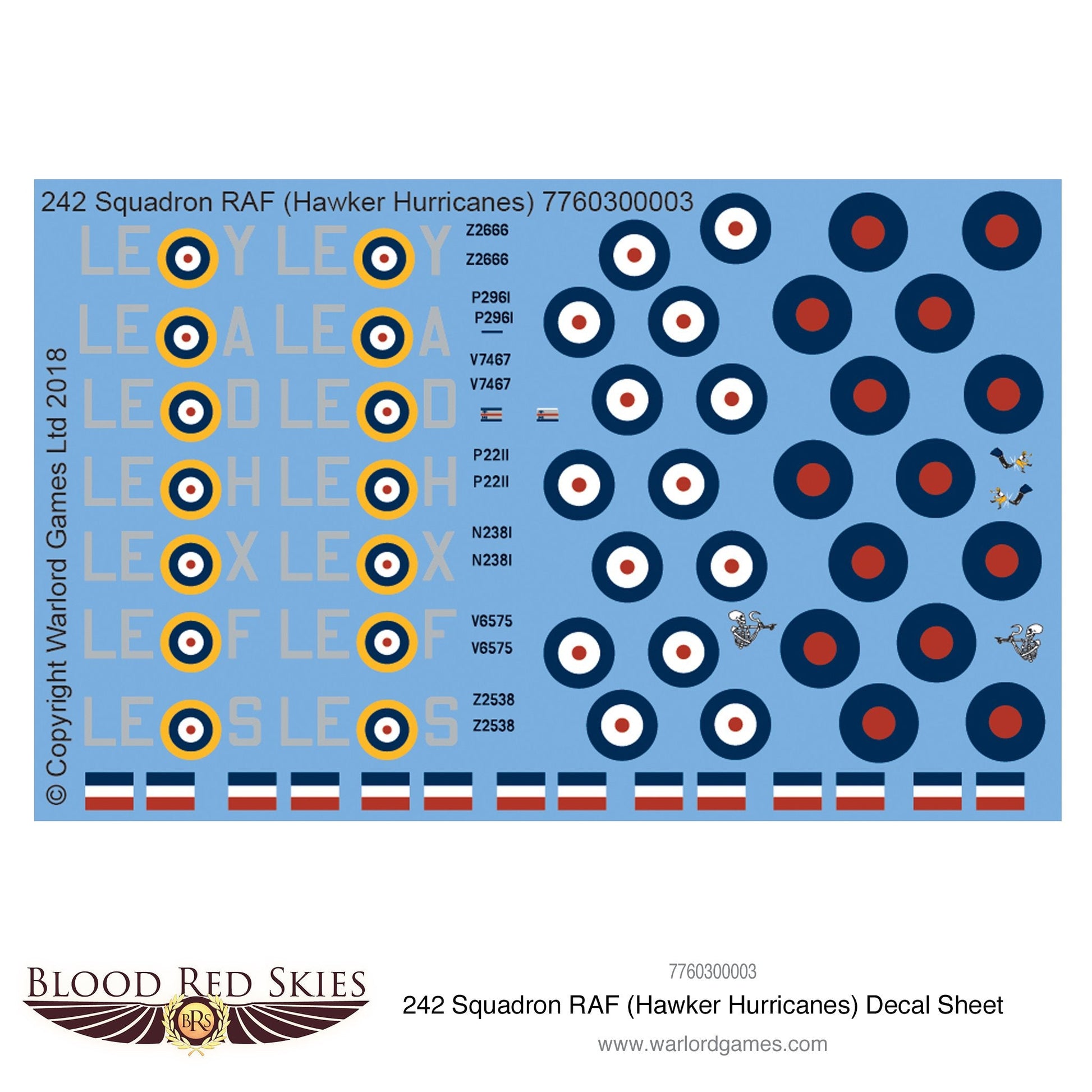 Blood Red Skies: 242 Squadron RAF (Hawker Hurricanes) decal sheet