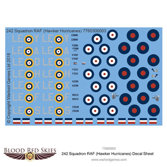 Blood Red Skies: 242 Squadron RAF (Hawker Hurricanes) decal sheet