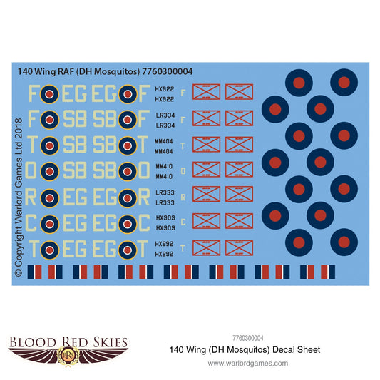 Blood Red Skies: 140 Wing (DH Mosquitos) decal sheet