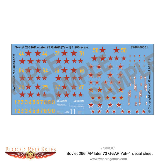 Blood Red Skies: Soviet 296 IAP later 73 GviAP Yak 1 decal sheet
