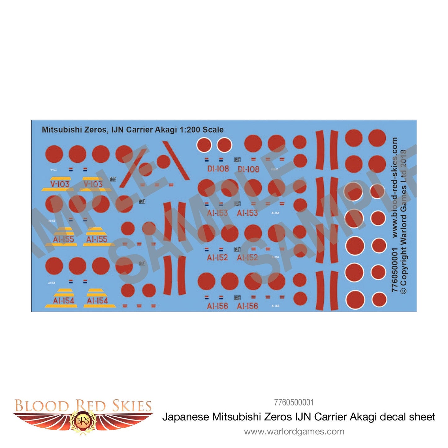 Blood Red Skies: Japanese Mitsubishi Zeros IJN Carrier Akagi decal sheet