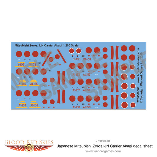 Blood Red Skies: Japanese Mitsubishi Zeros IJN Carrier Akagi decal sheet