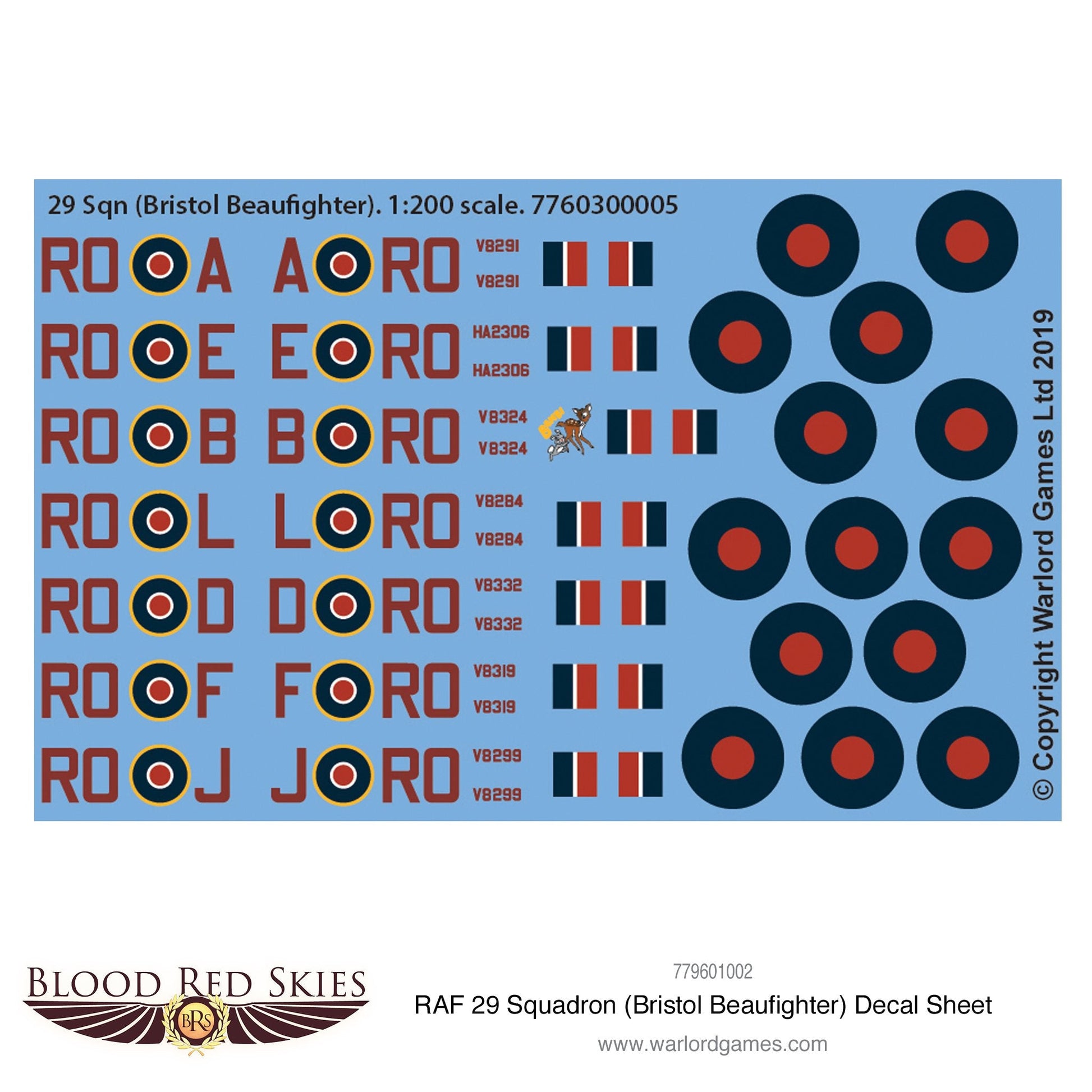 Blood Red Skies: 29 Sqn (Bristol Beaufighter) decal sheet