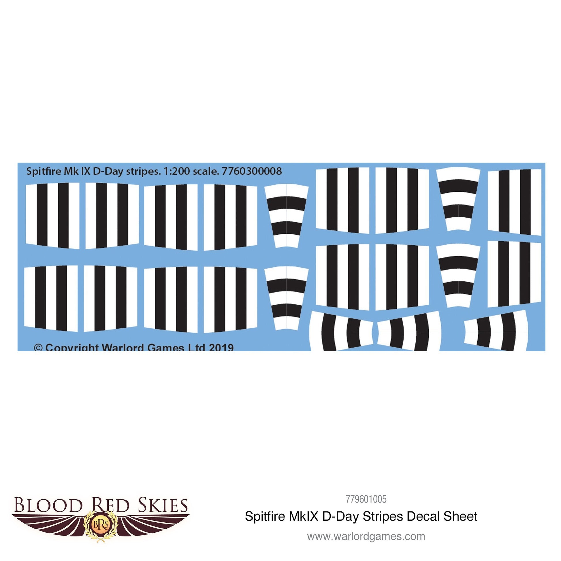 Blood Red Skies: Spitfire Mk IX D-Day stripes decal sheet