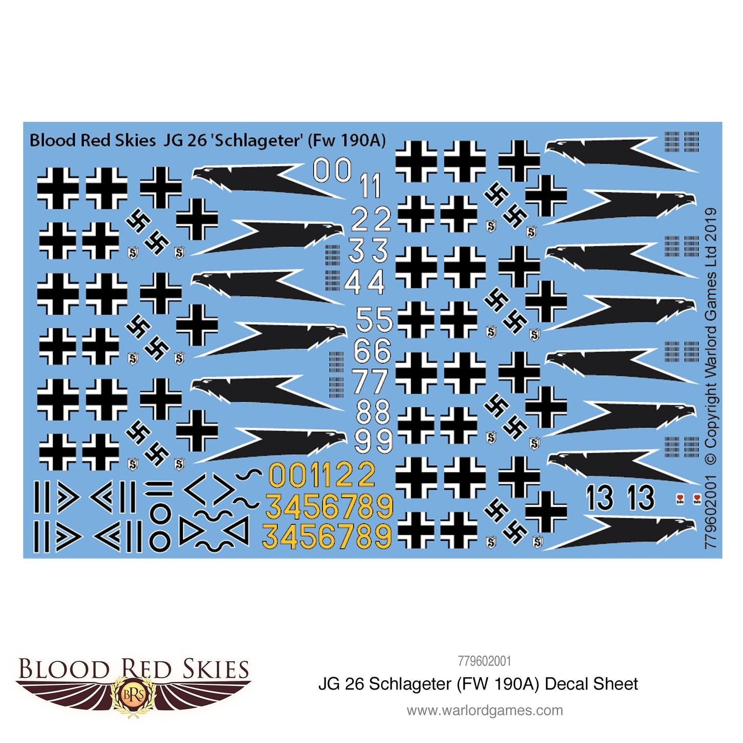 Blood Red Skies: Luftwaffe - JG 26 Schlageter (Fw 190A) decal sheet