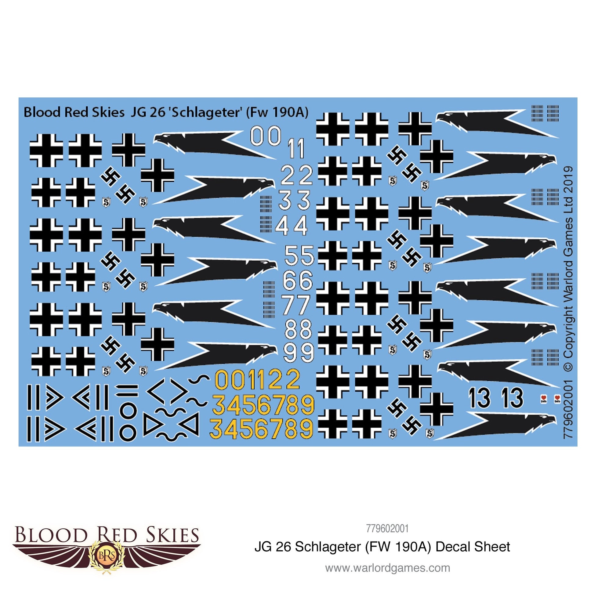 Blood Red Skies: Luftwaffe - JG 26 Schlageter (Fw 190A) decal sheet