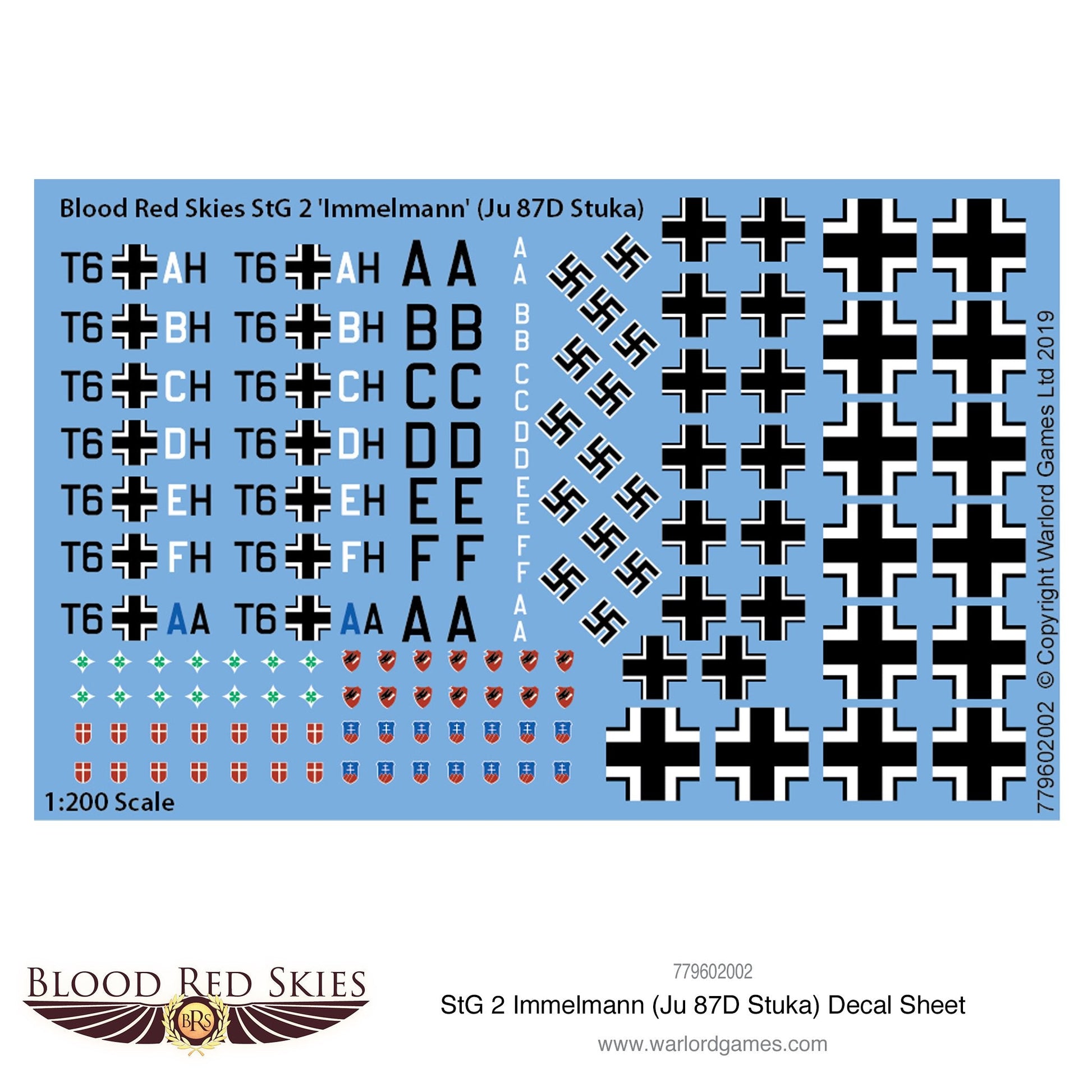 Blood Red Skies: Luftwaffe - StG 2 Immelmann (Ju 87D Stuka) decal sheet
