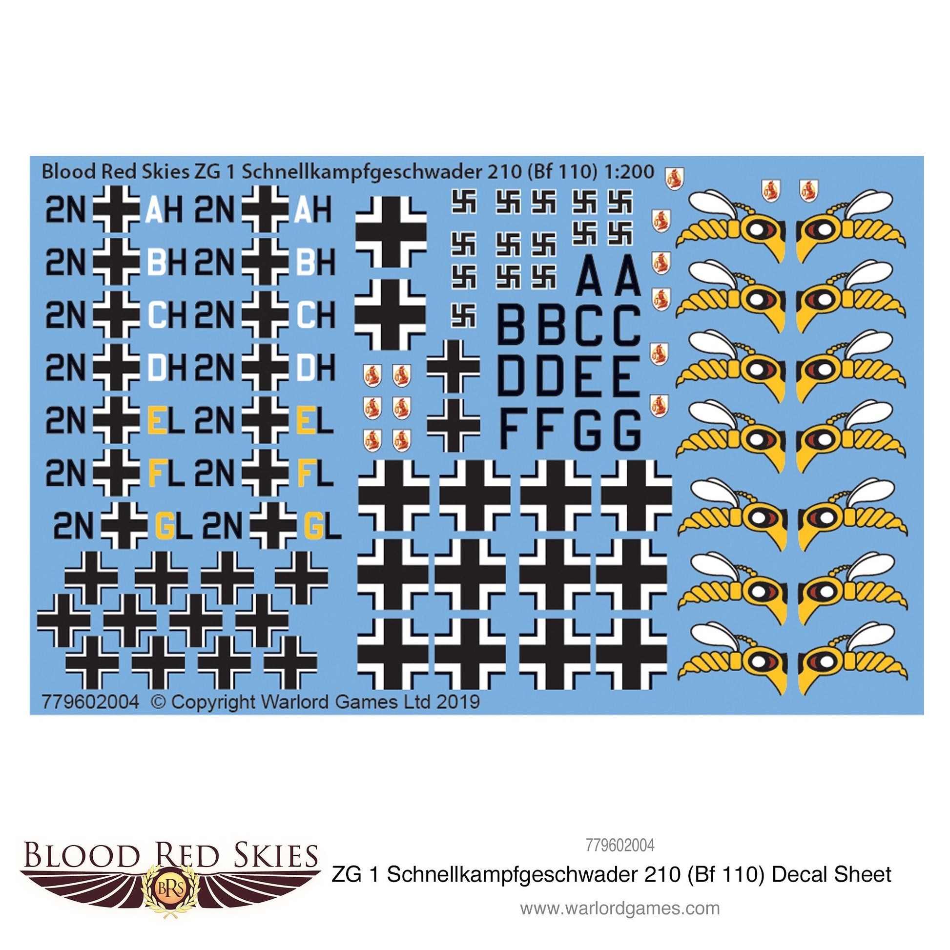 Blood Red Skies: Luftwaffe - ZG 1 Schnellkampfgeschwader 210 (Bf 110) decal sheet