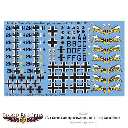 Blood Red Skies: Luftwaffe - ZG 1 Schnellkampfgeschwader 210 (Bf 110) decal sheet