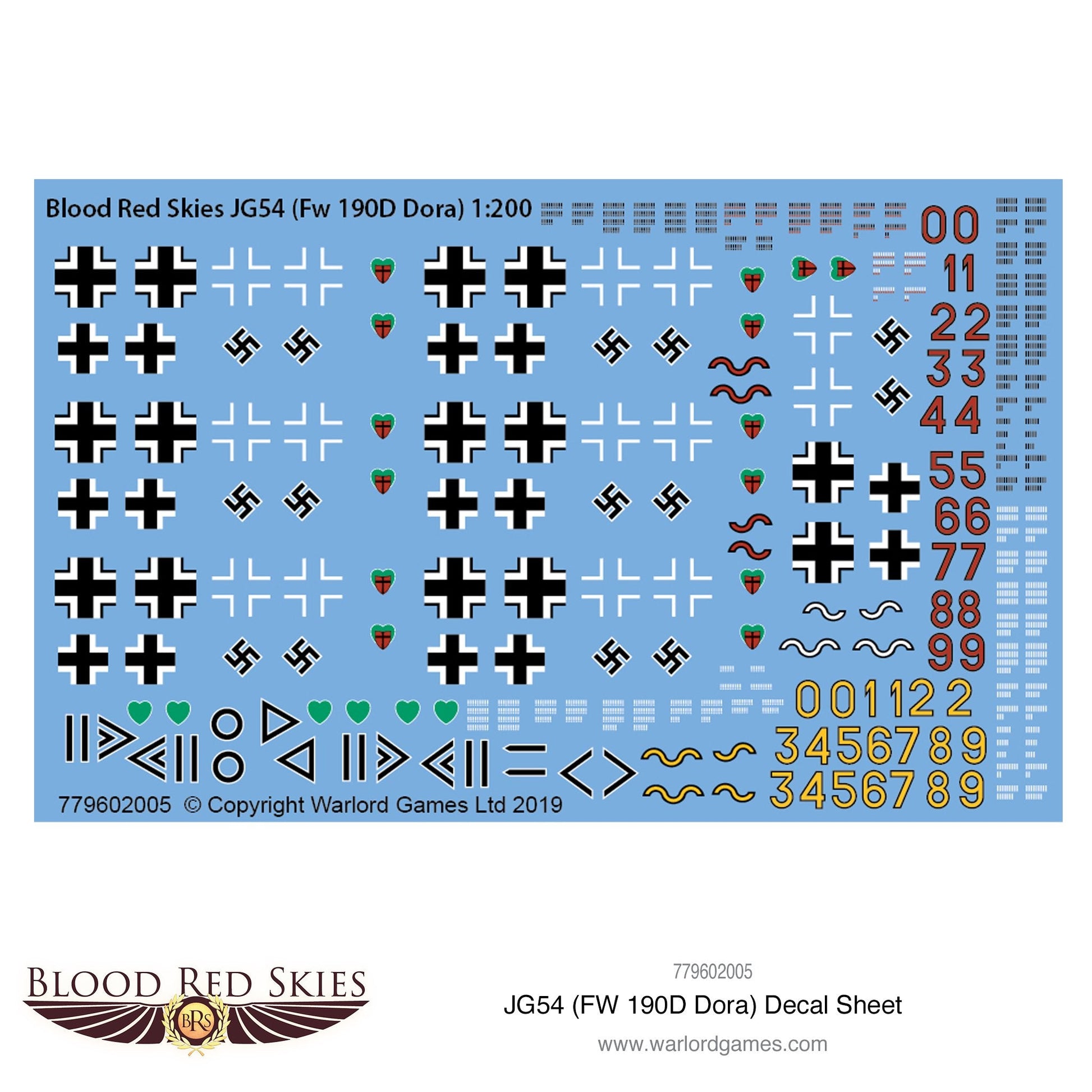 Blood Red Skies: Luftwaffe - JG54 (Fw 190D Dora) decal sheet