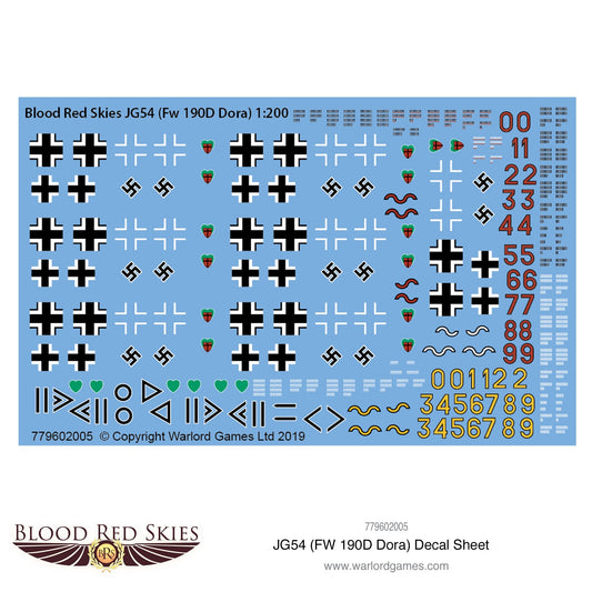 Blood Red Skies: Luftwaffe - JG54 (Fw 190D Dora) decal sheet