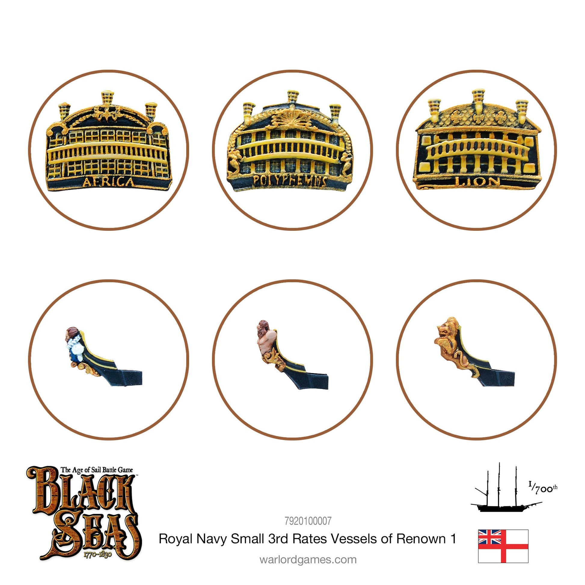 Black Seas: Royal Navy - Royal Navy Small 3rd Rates Named ships Pack 1