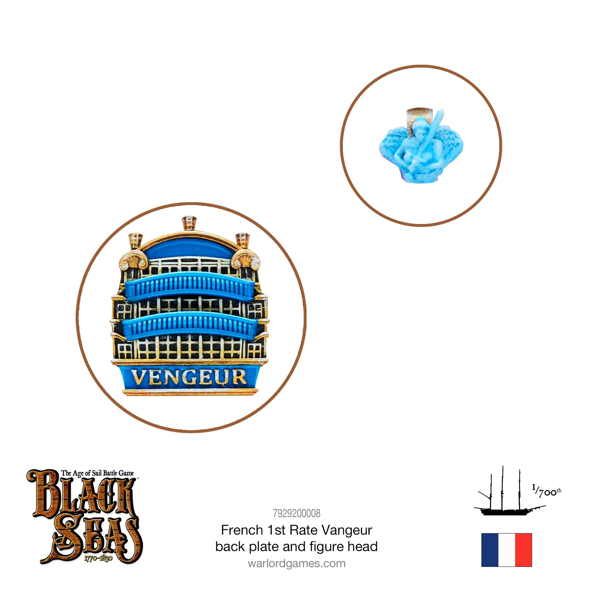 Black Seas: French Navy - French 1st rate Vengeur back plate and figure head