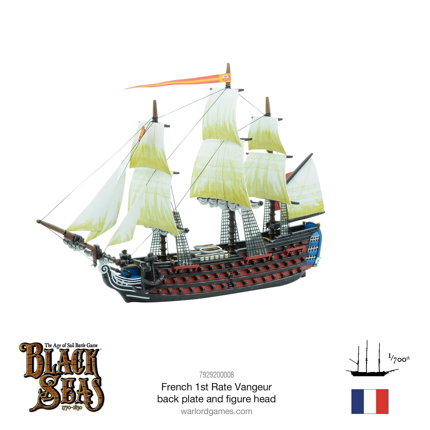 Black Seas: French Navy - 1st Rate with Vengeur back plate and figure head