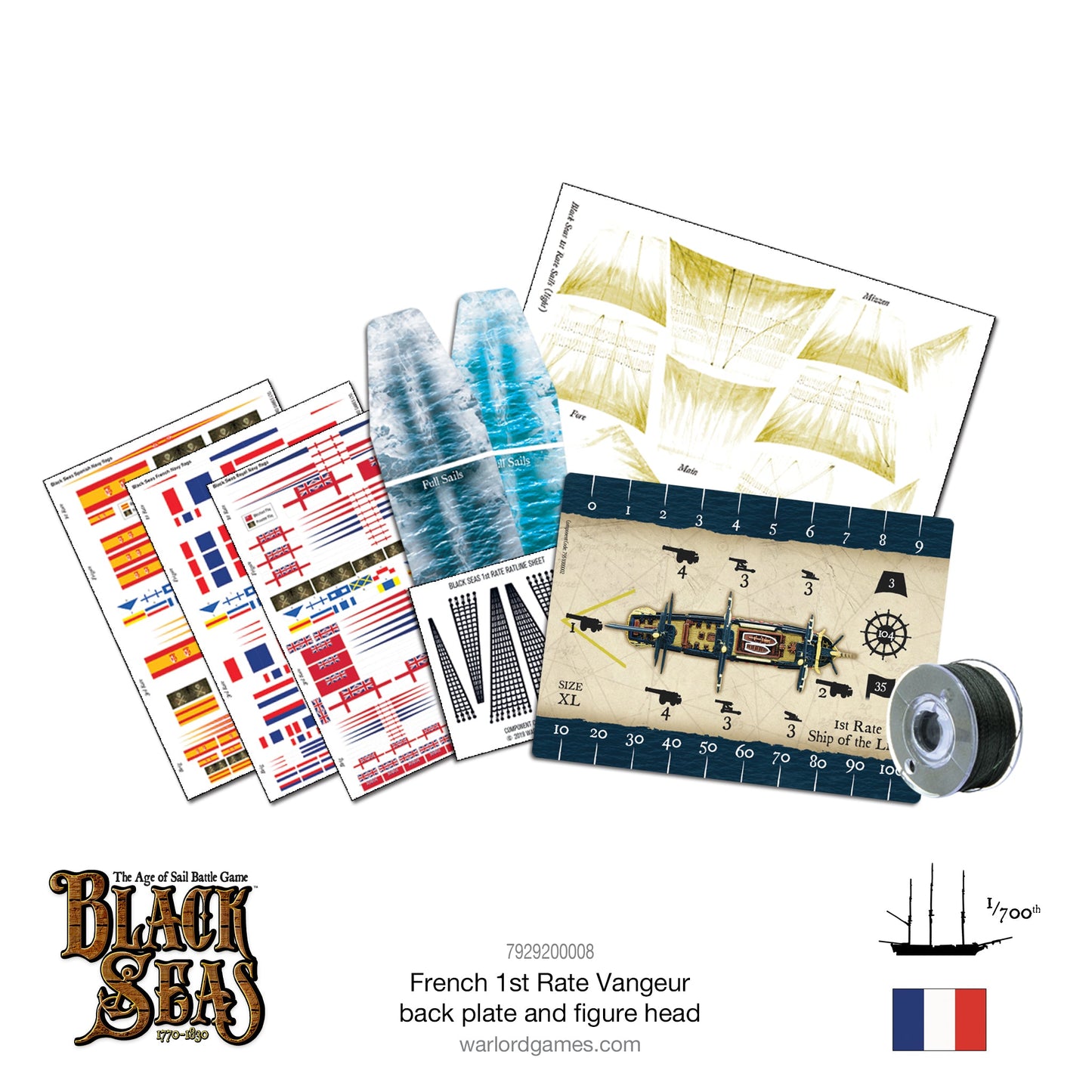 Black Seas: French Navy - 1st Rate with Vengeur back plate and figure head