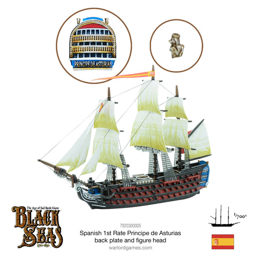 Black Seas: 1st Rate with Principe de Asturias back plate and figure head