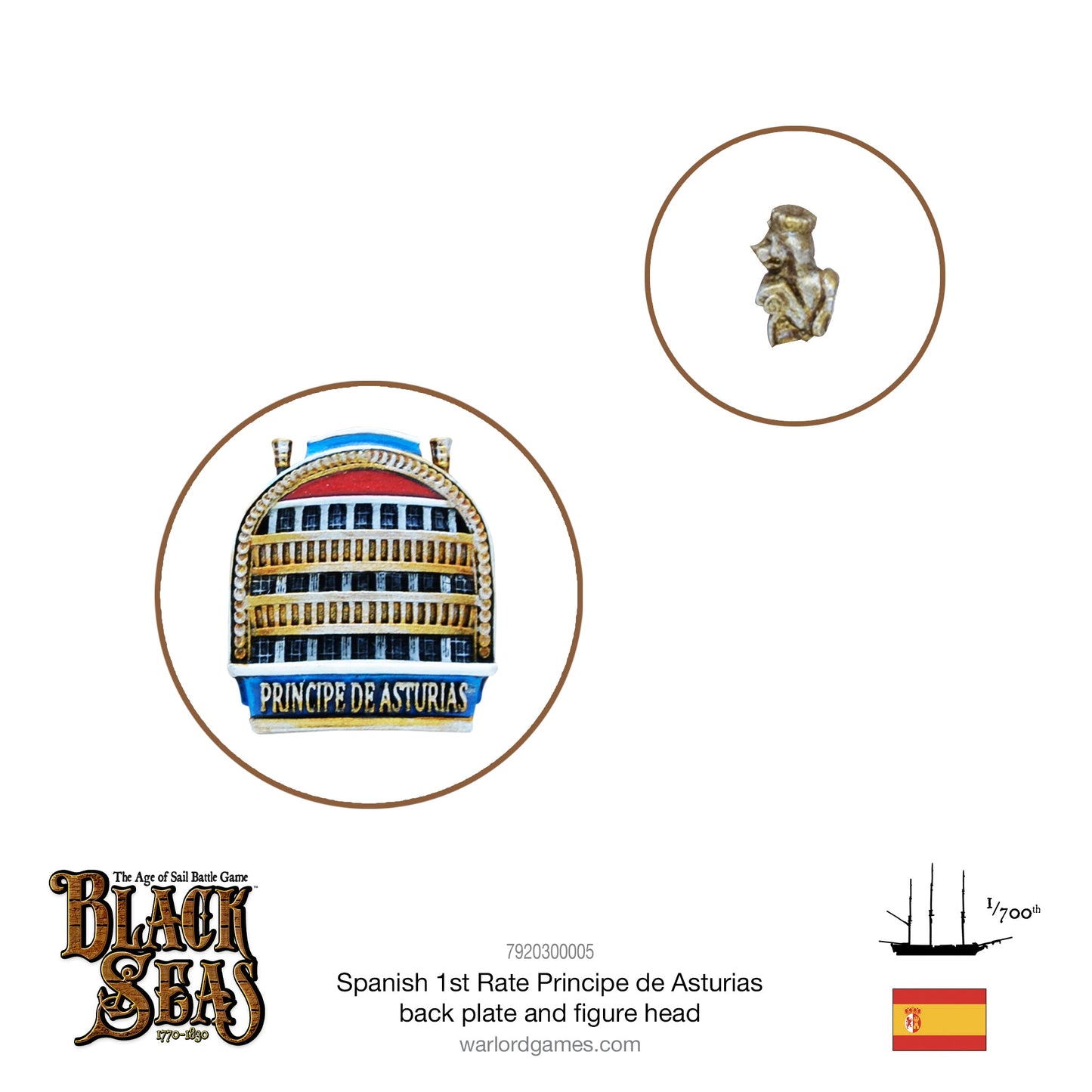 Black Seas: 1st Rate with Principe de Asturias back plate and figure head