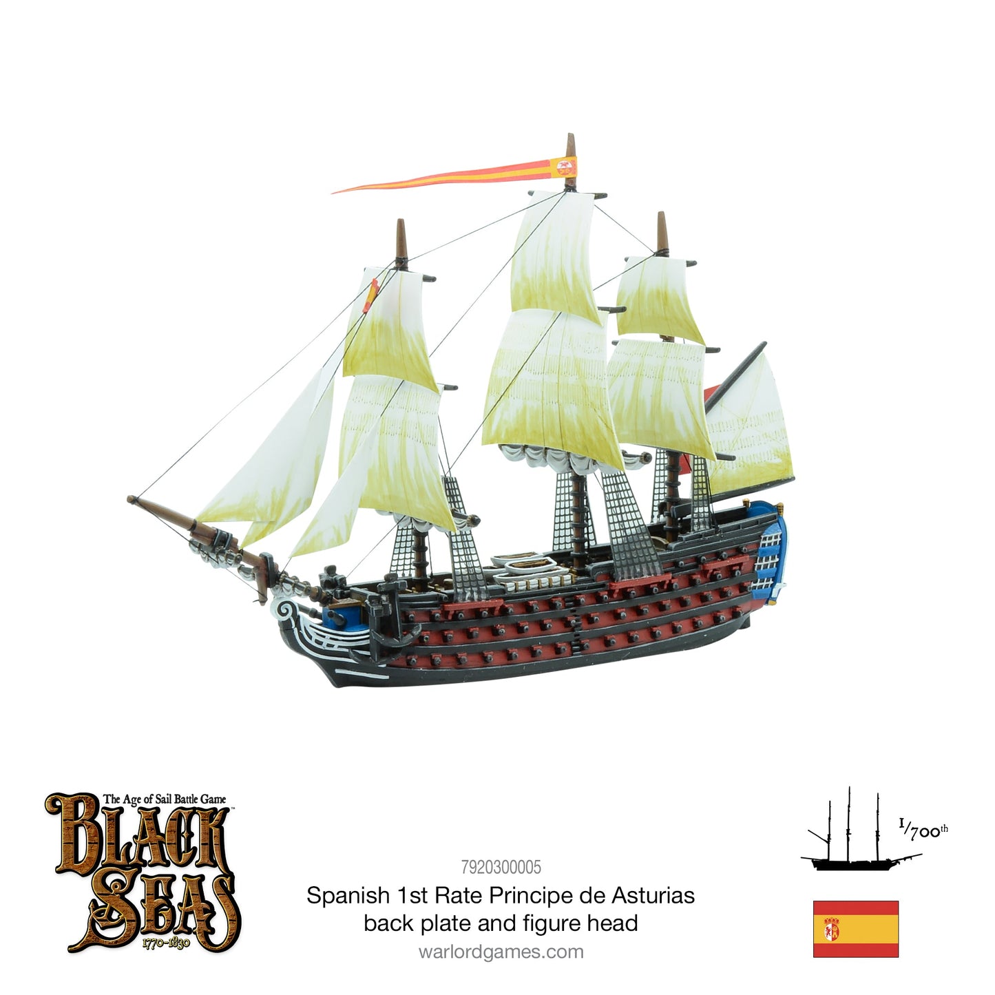 Black Seas: 1st Rate with Principe de Asturias back plate and figure head