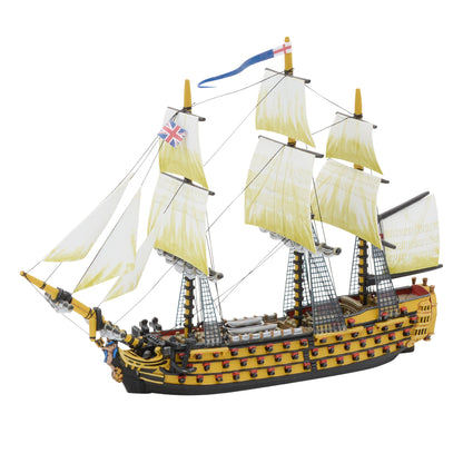 Black Seas: Royal Navy - HMS Neptune (Royal Navy 2nd Rate) - Ship with Figure Head & Back Plate Bundle
