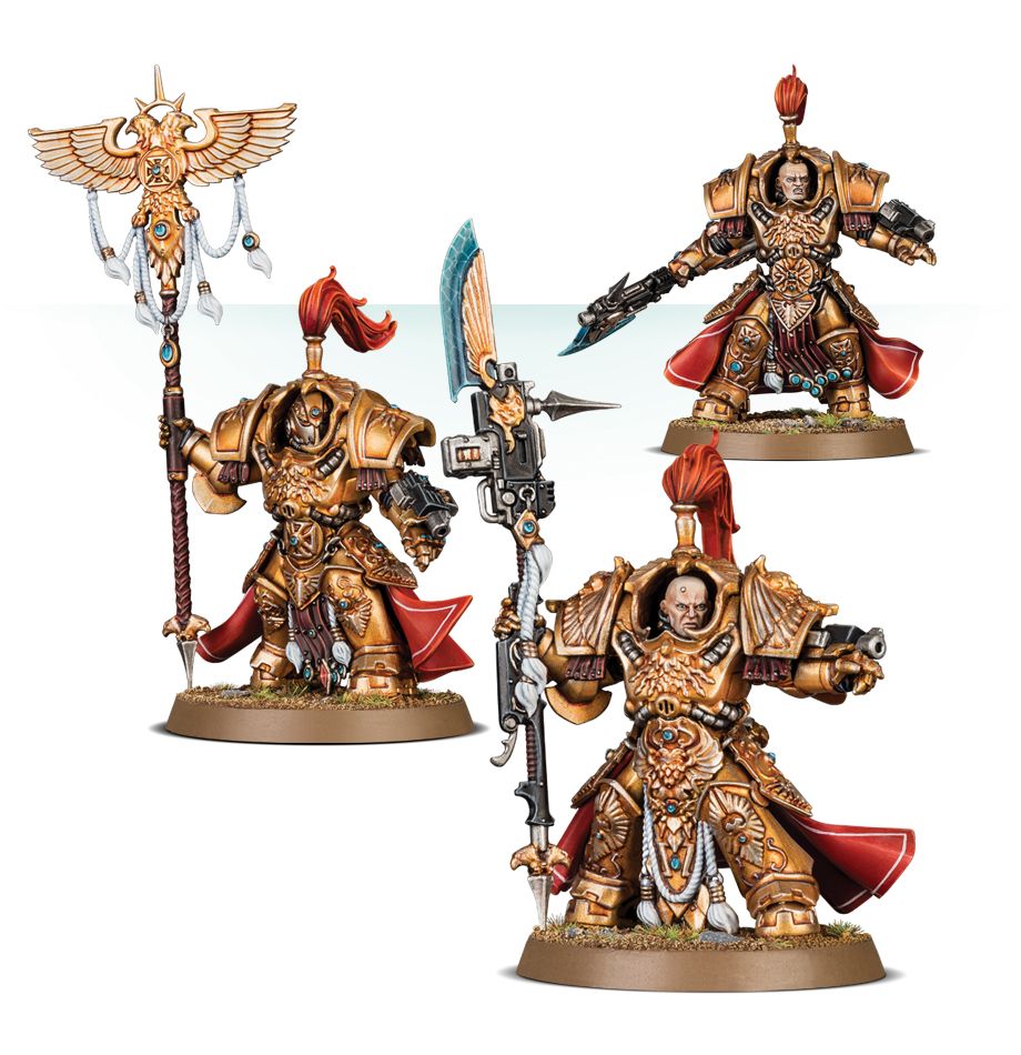 Allarus Custodians / Shield-Captain in Allarus Terminator Armour / Vexilus Praetor in Allarus Terminator Armour