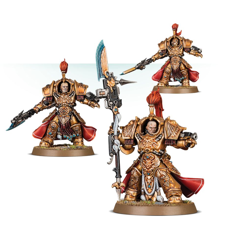 Allarus Custodians / Shield-Captain in Allarus Terminator Armour / Vexilus Praetor in Allarus Terminator Armour
