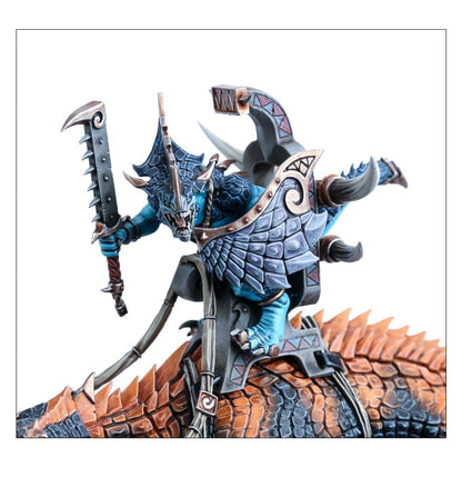 Saurus Oldblood on Carnosaur / Saurus Scar-Veteran on Carnosaur / Skink Oracle on Troglodon