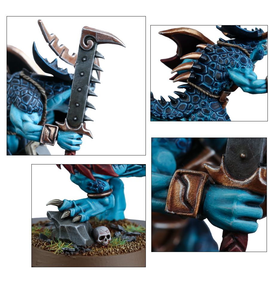 Saurus Oldblood on Carnosaur / Saurus Scar-Veteran on Carnosaur / Skink Oracle on Troglodon
