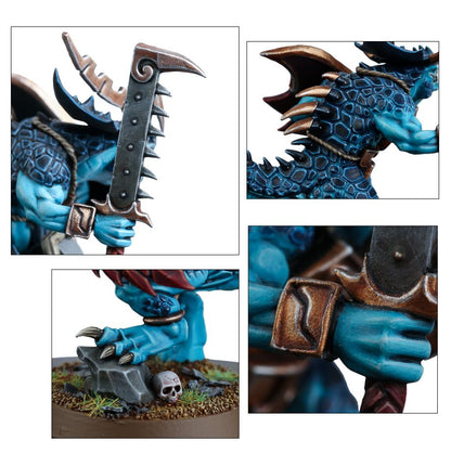 Saurus Oldblood on Carnosaur / Saurus Scar-Veteran on Carnosaur / Skink Oracle on Troglodon