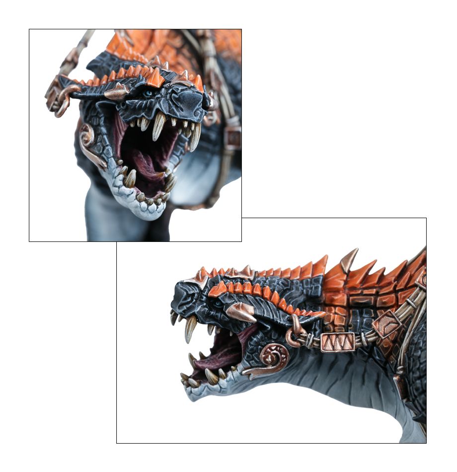 Saurus Oldblood on Carnosaur / Saurus Scar-Veteran on Carnosaur / Skink Oracle on Troglodon