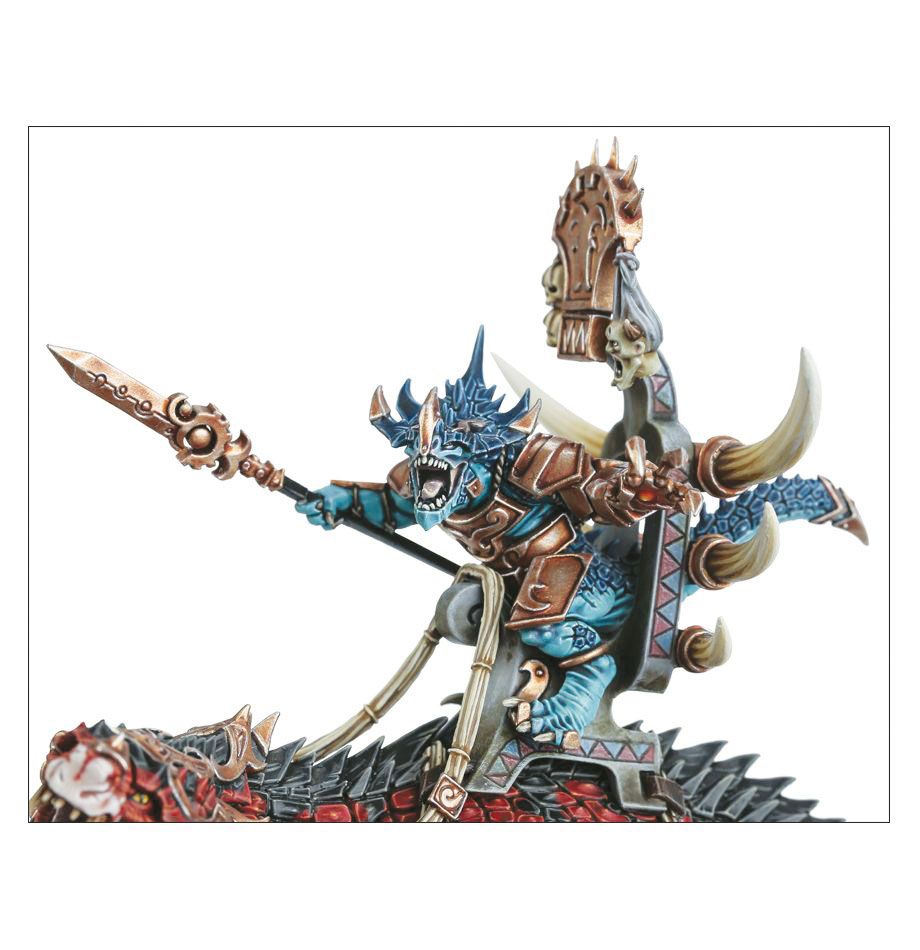 Saurus Oldblood on Carnosaur / Saurus Scar-Veteran on Carnosaur / Skink Oracle on Troglodon