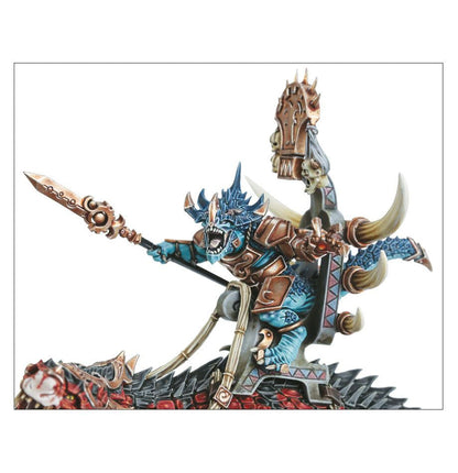 Saurus Oldblood on Carnosaur / Saurus Scar-Veteran on Carnosaur / Skink Oracle on Troglodon
