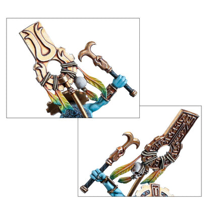 Saurus Oldblood on Carnosaur / Saurus Scar-Veteran on Carnosaur / Skink Oracle on Troglodon