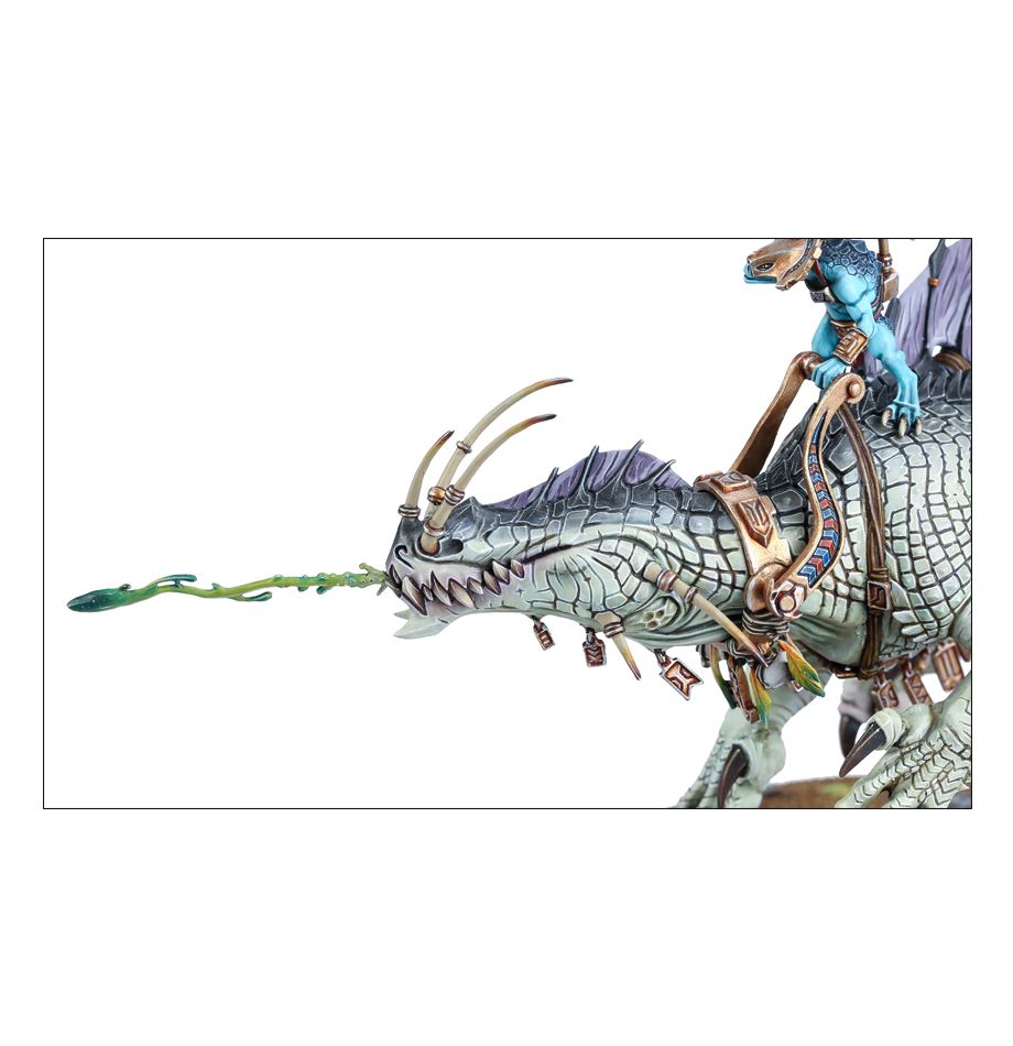 Saurus Oldblood on Carnosaur / Saurus Scar-Veteran on Carnosaur / Skink Oracle on Troglodon