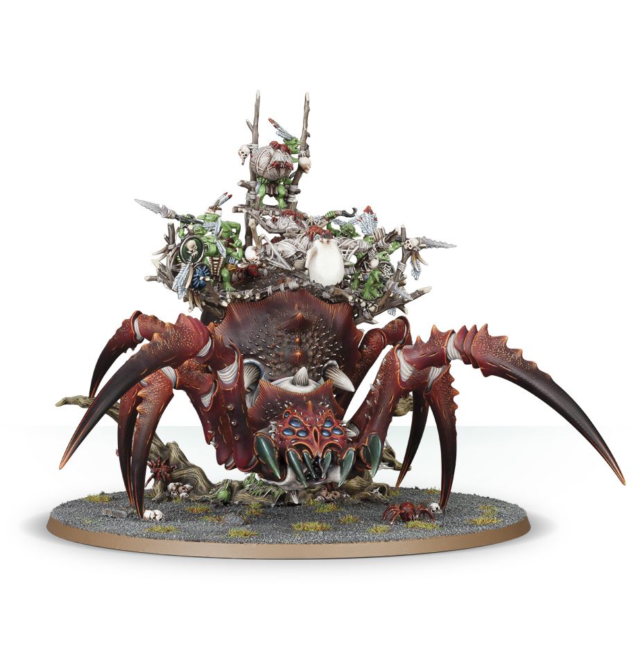 Arachnarok Spider with Flinger / Arachnarok Spider with Spiderfang Warparty / Skitterstrand Arachnarok / Webspinner Shaman on Arachnarok Spider