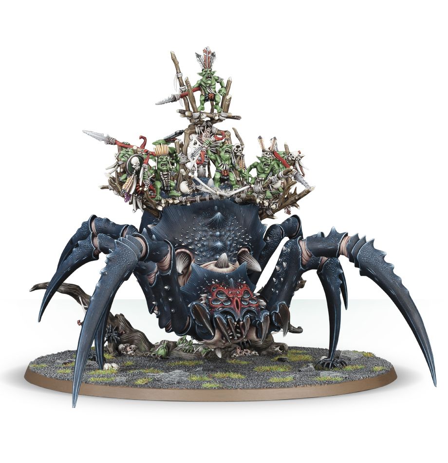 Arachnarok Spider with Flinger / Arachnarok Spider with Spiderfang Warparty / Skitterstrand Arachnarok / Webspinner Shaman on Arachnarok Spider