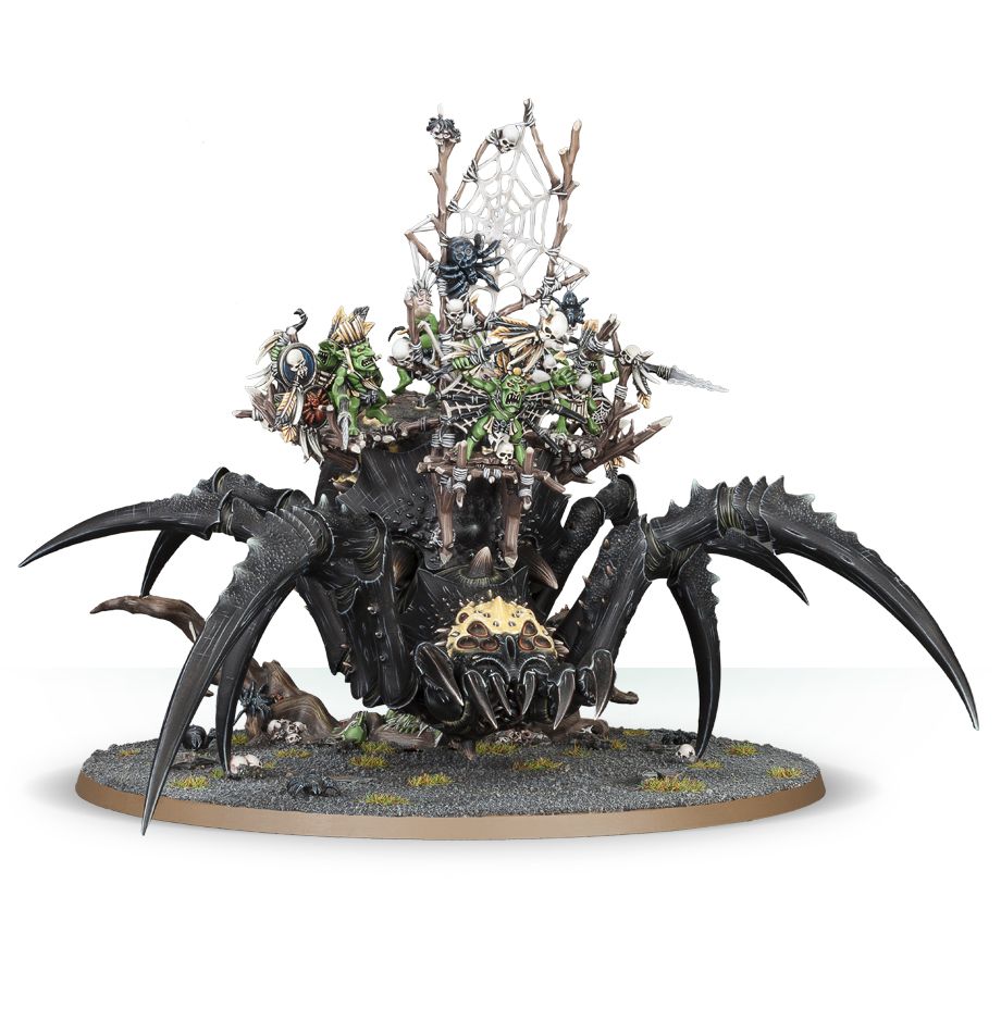 Arachnarok Spider with Flinger / Arachnarok Spider with Spiderfang Warparty / Skitterstrand Arachnarok / Webspinner Shaman on Arachnarok Spider