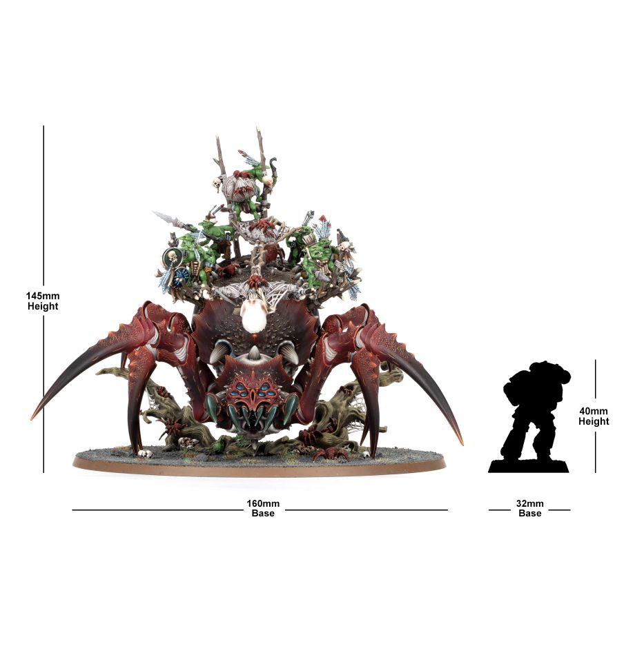 Arachnarok Spider with Flinger / Arachnarok Spider with Spiderfang Warparty / Skitterstrand Arachnarok / Webspinner Shaman on Arachnarok Spider