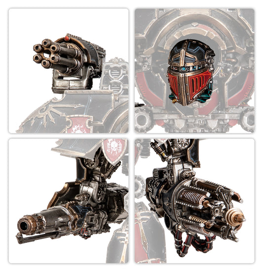 Warlord Titan Weapons: Quake Cannon, Conversion Beam Extirpator, Paired Gatling Blasters, and Paired Turbo-Laser Destructors