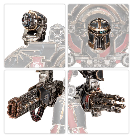 Warlord Titan Weapons: Volkite Destructor, Macro-Gatling Blaster, Graviton Ruinator, and Vulcan Mega-Bolter Array