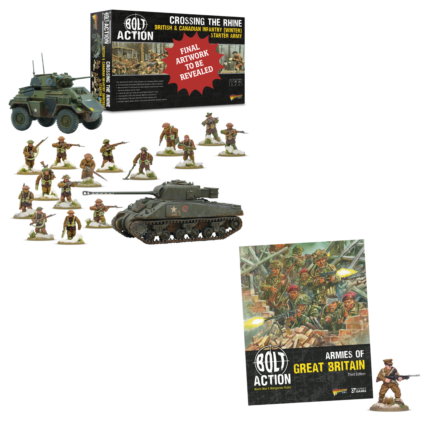 Bolt Action: Crossing the Rhine'  British & Canadian infantry (winter) starter army with Armies of Great Britain