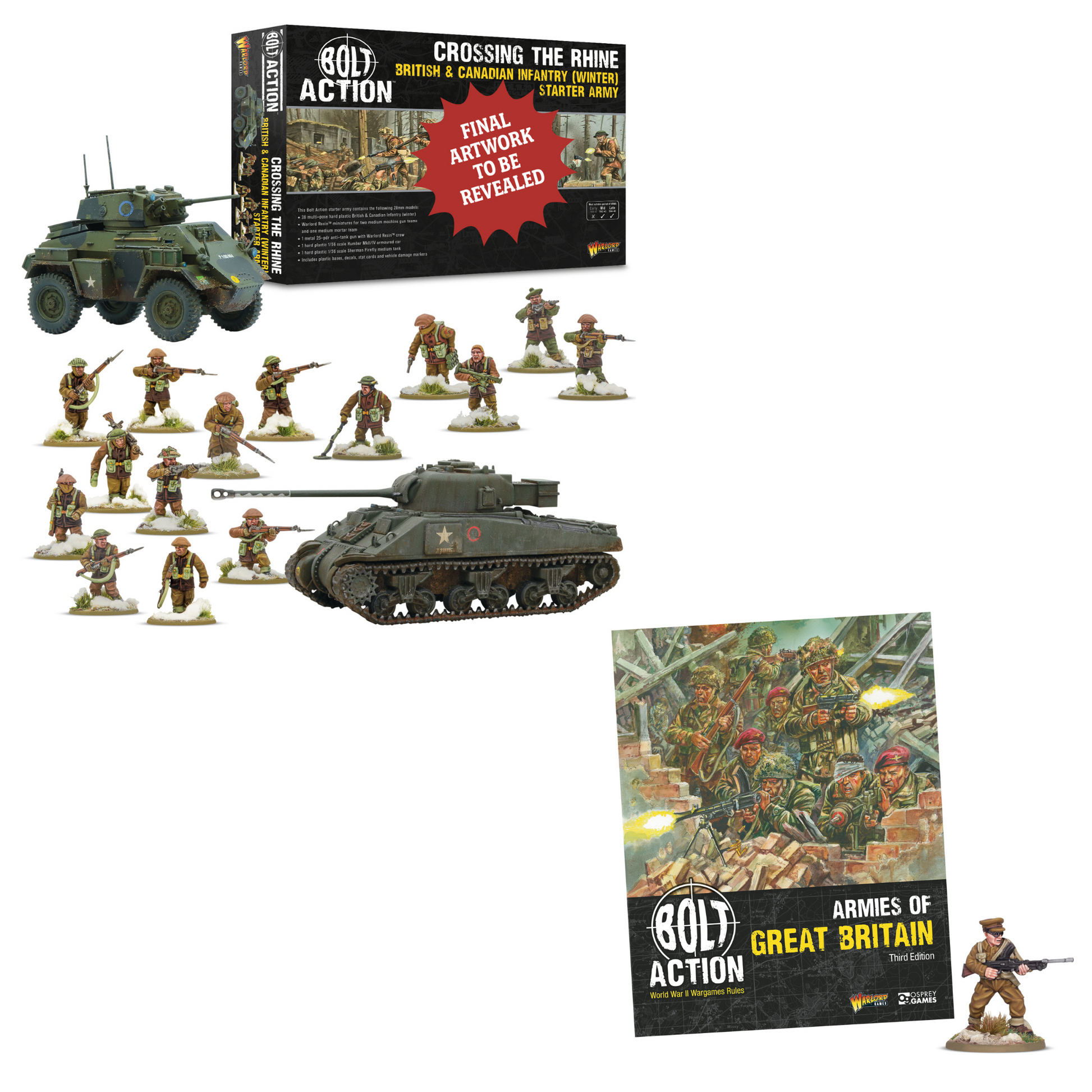 Bolt Action: Crossing the Rhine'  British & Canadian infantry (winter) starter army with Armies of Great Britain