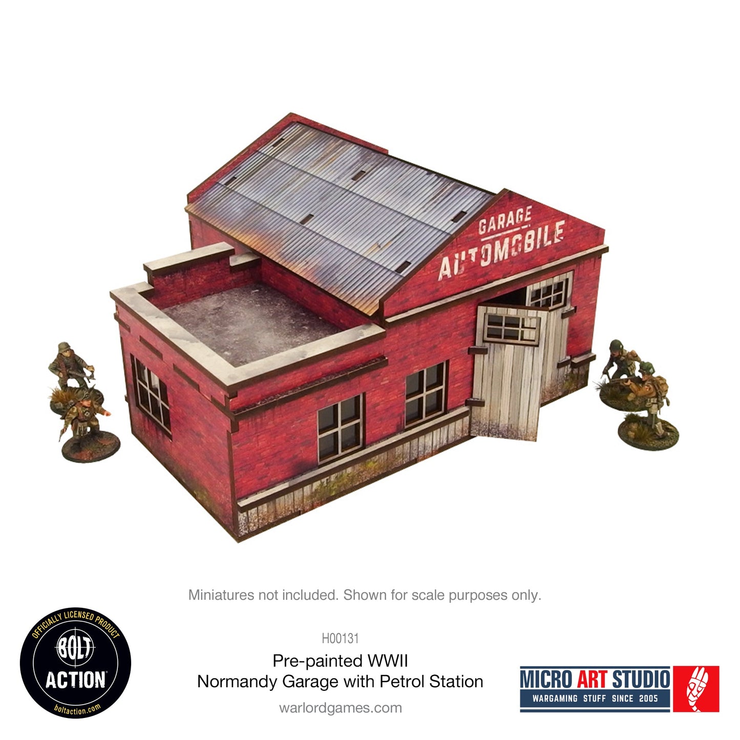 Achtung Panzer!: Pre-painted WW2 Normandy Garage with Petrol Station