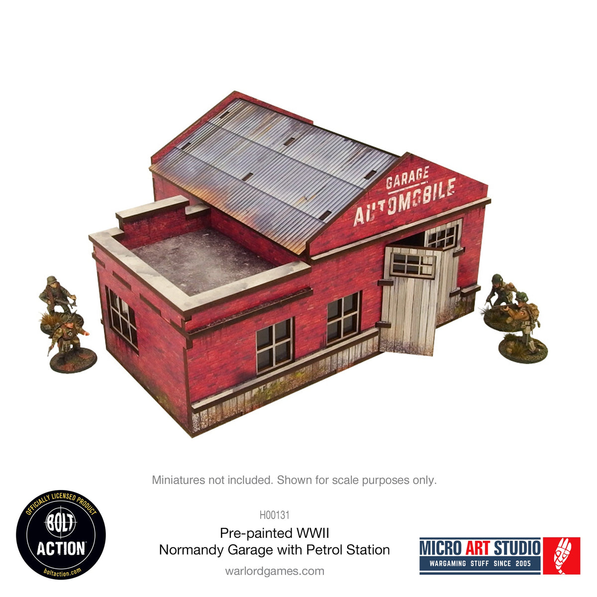 Achtung Panzer!: Pre-painted WW2 Normandy Garage with Petrol Station