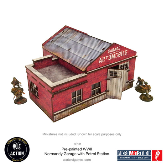Achtung Panzer!: Pre-painted WW2 Normandy Garage with Petrol Station