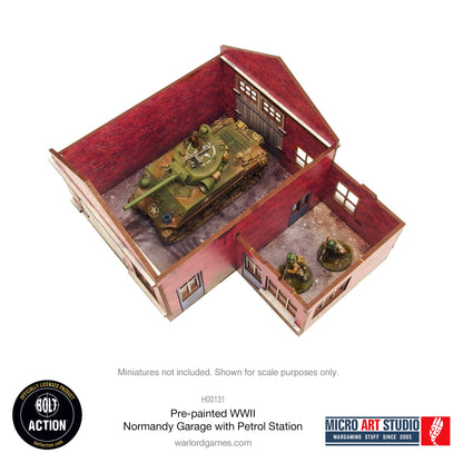 Achtung Panzer!: Pre-painted WW2 Normandy Garage with Petrol Station